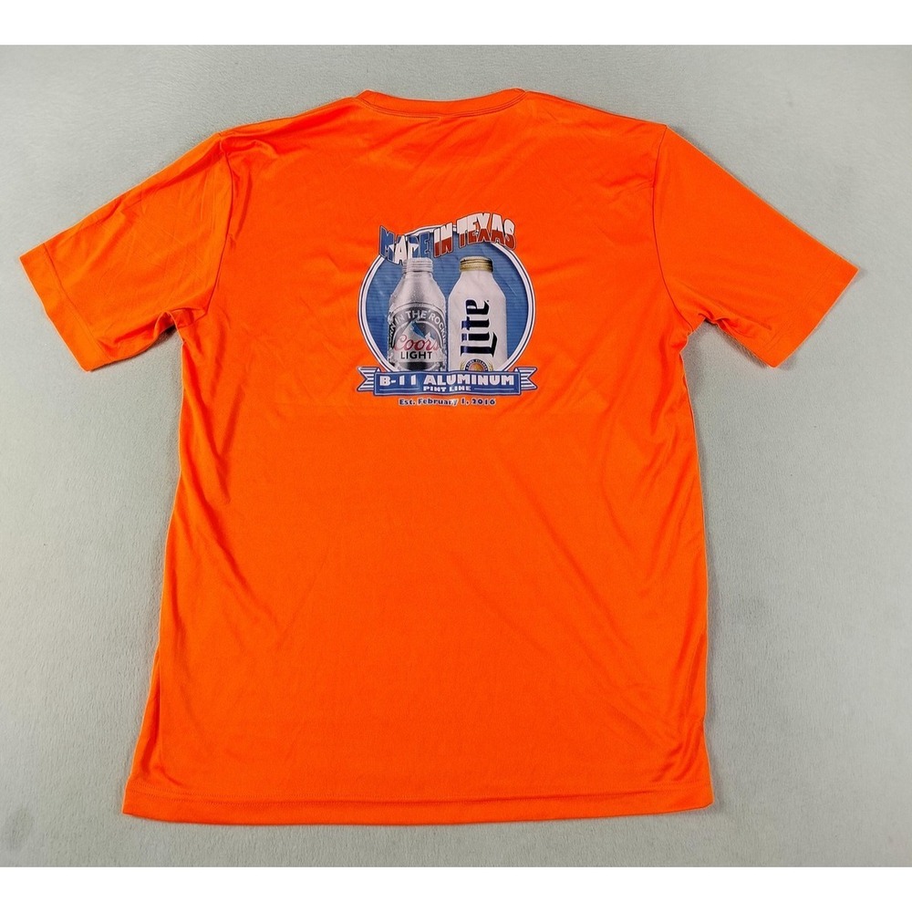 Sport-Tek Shirt Mens Large Orange Fort Worth Brewery Coors Lite Graphic Beer Tee
